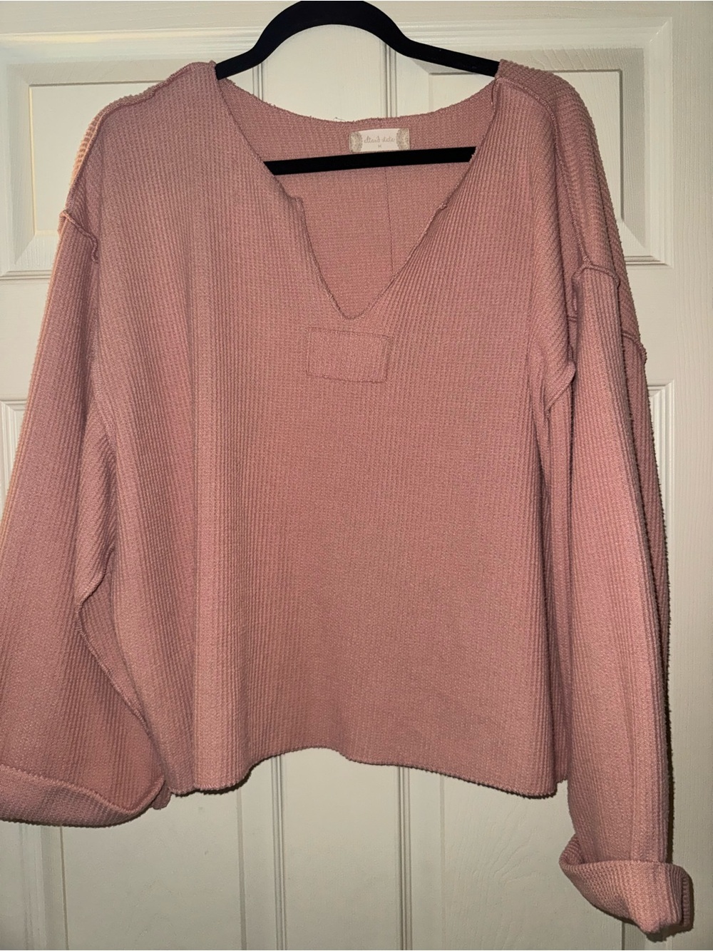 Altar'd State Dusty Rose V-Neck Knit Sweater
